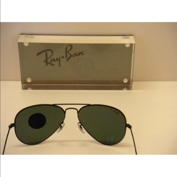New Rayban Aviator 3025 Polarized Black/Green 58mm - Picture 6 of 8